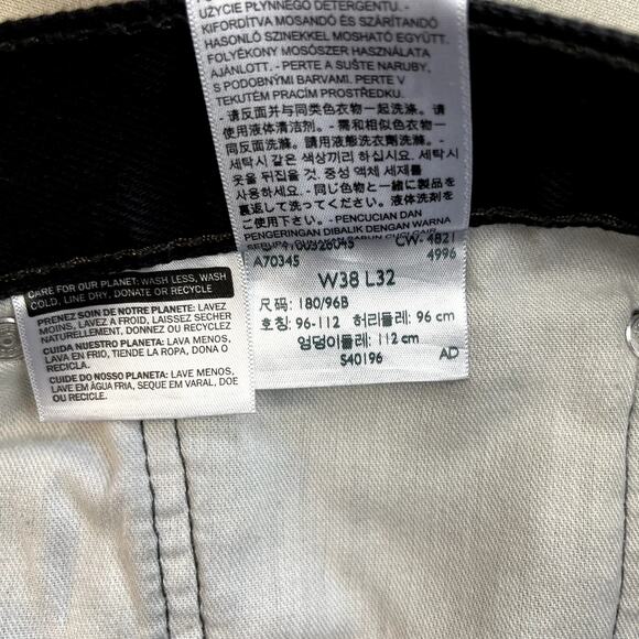 Levis 505 Jeans Mens 38x32 Black Denim Regular Fit Straight Leg Charcoal Wash - Picture 7 of 12